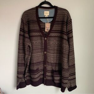 NWT G.H. Bass & Co. Brown Patterned Cardigan Grandpa Sweater
